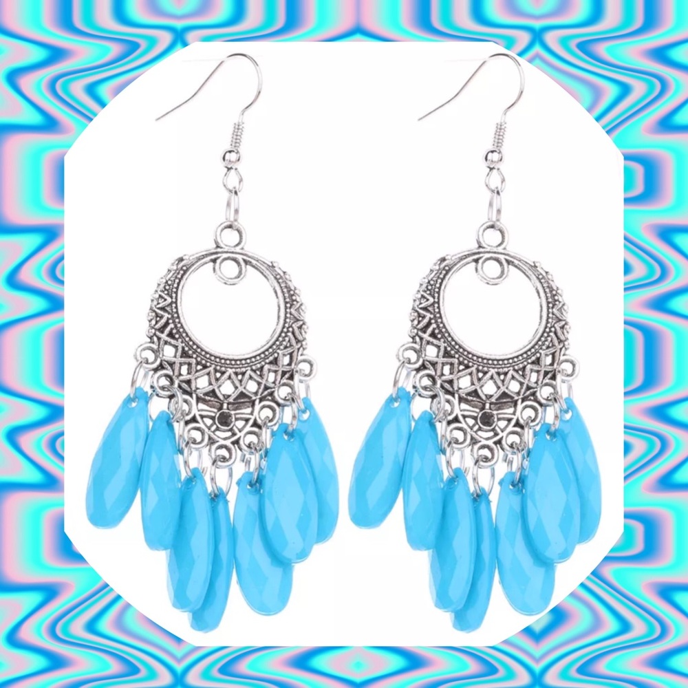 🦋NEW Fashion Bohemian SILVER & BLUE Earring